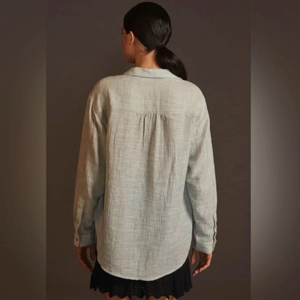 🤍 Anthropologie Striped Gauze Popover Tunic | High-Low | L - Picture 3 of 7